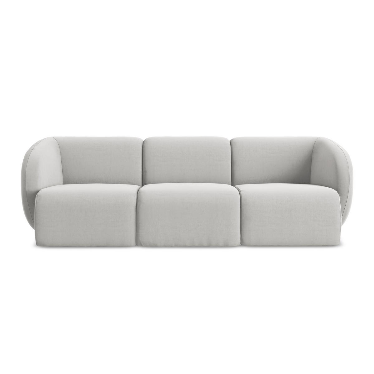 3-SITZER SOFA Samt Stoff Grau - Silberfarben/Schwarz, Holzwerkstoff/Kunststoff (244/75/94cm) - LaMiaSofa