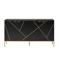 SIDEBOARD Schwarz mit Goldenen Akzenten, 150/40/80cm - Buchefarben, Holzwerkstoff (150/80/40cm) - Urban Meuble