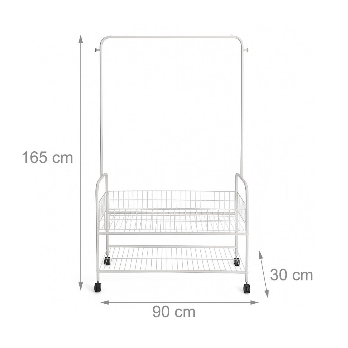 KLEIDERSTÄNDER - Weiß, Kunststoff/Metall (90/165/30cm) - Relaxdays