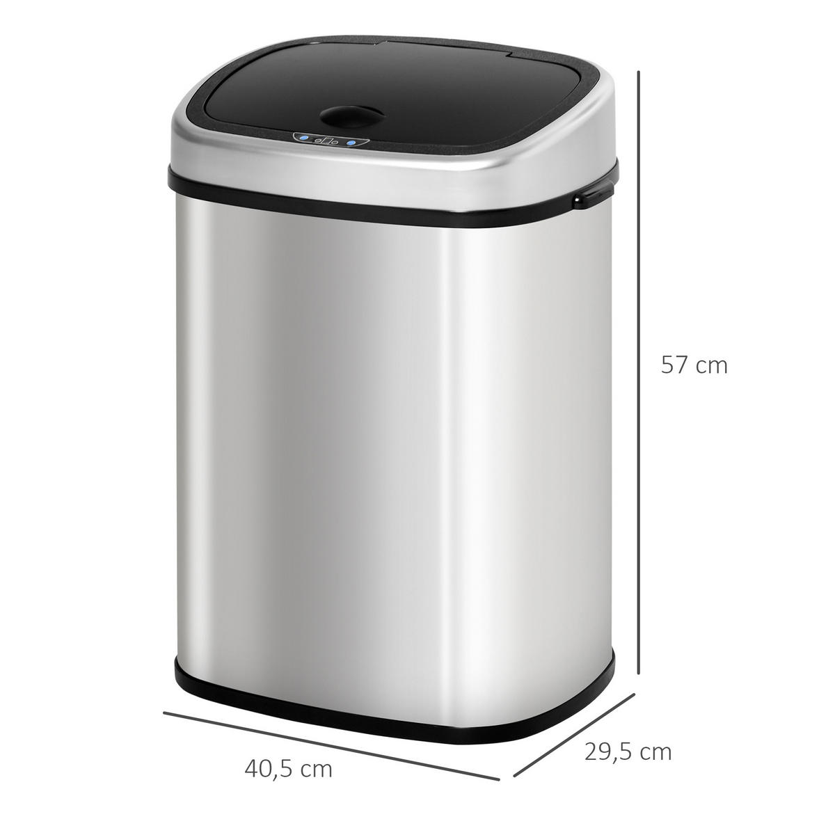 AUTOMATIK Mülleimer Abfalleimer mit Infrarotsensor Küche Silber 58L / 48L - Silberfarben, Metall (29.5/57/40.5cm) - HOMCOM