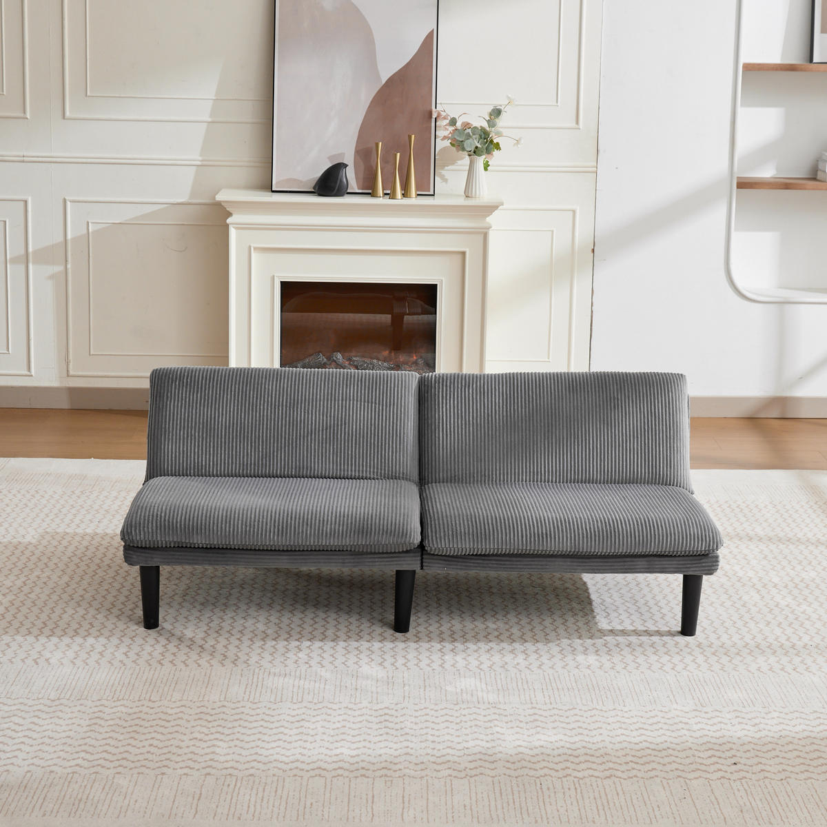 SOFA mit verstellbarer Rückenlehne und Relaxfunktion aus Samt - Grau, Textil (168/67/86cm) - EVRYAE