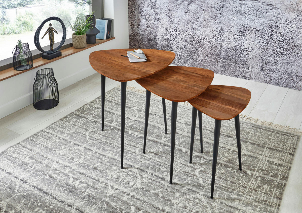 COUCHTISCH ELSA - Schwarz/Braun, Holz/Metall (60/60/57cm) - SAM