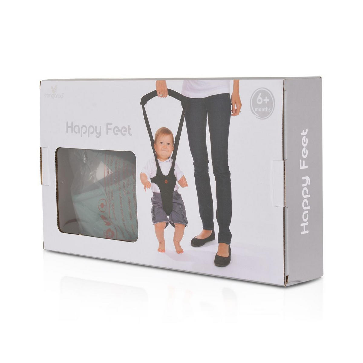 LAUFLERNHILFE Happy feet schwarz Lauflernhilfe, Laufleine, Gurt verstellbar - Schwarz, Textil (19/1/25cm) - Cangaroo