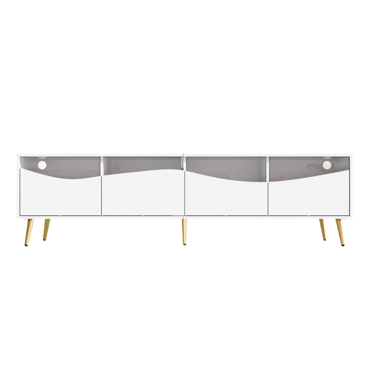 TV-SCHRANK mit LED 180 x 40 x 50 cm Weiß mit Glasfront - Weiß, Holzwerkstoff (40/50/180cm) - Beauniv