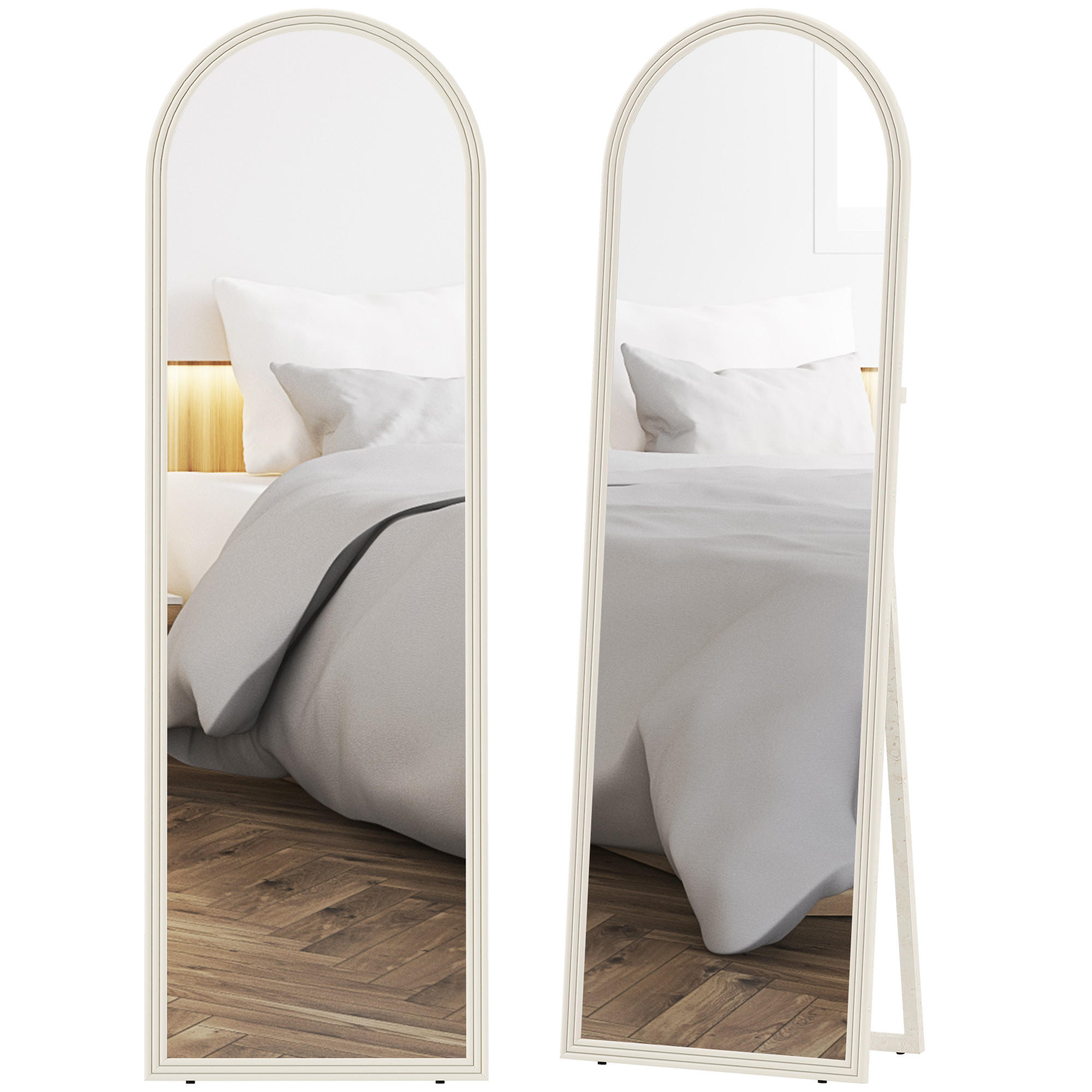 STANDSPIEGEL DE-09738 mit Bogenrahmen, freistehend Weiß - Weiß, Glas (50/160/3.7cm) - ComfortXL