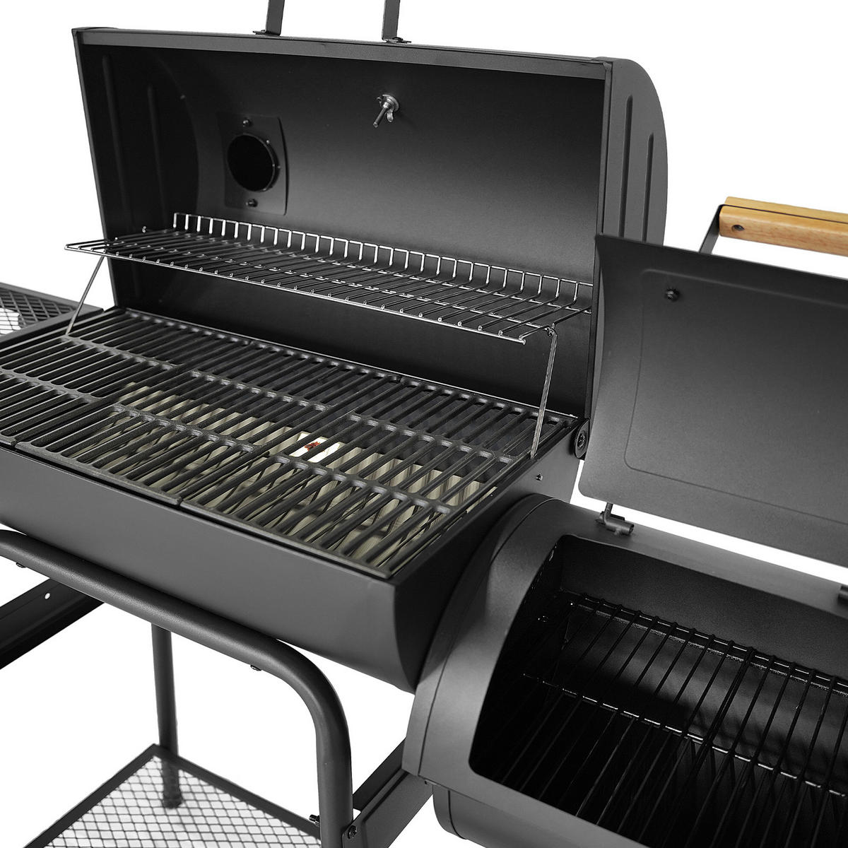 SMOKER KAMAYO Räucherofen Standgrill Holzkohle-Grill Klein BBQ Grillwagen - Schwarz, Metall (132/118/56cm) - TAINO