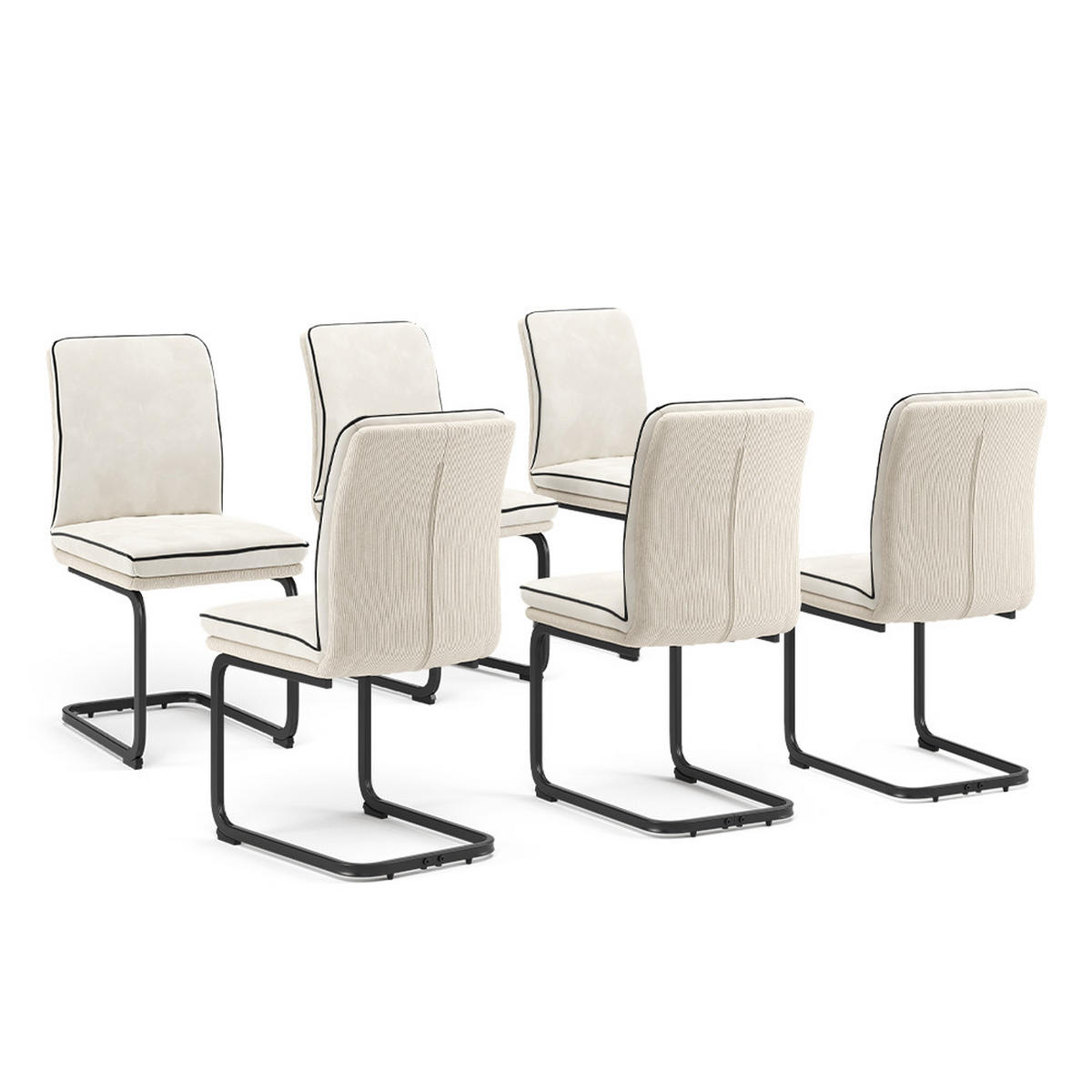 FREISCHWINGER Eleganza Beige 6er Set - Beige, Textil (49/95.5/63.5cm) - Vicco