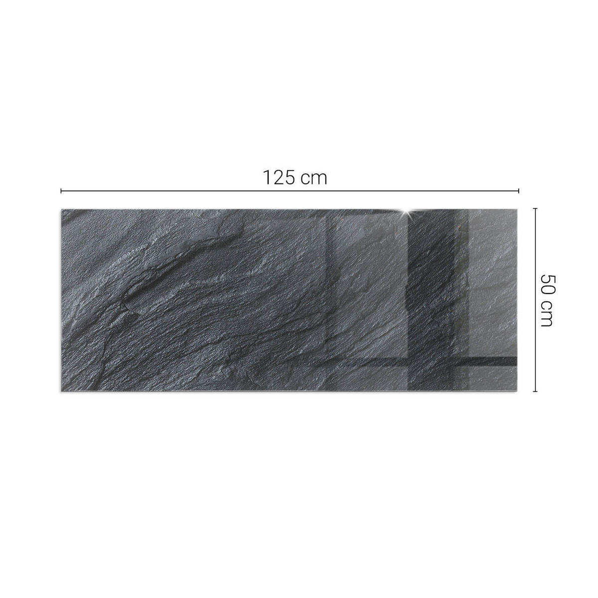 GLASPLATTE für Kamin 125x50 cm Schwarz - Schwarz, Glas (125/50/0.4cm) - ArtPrintCave