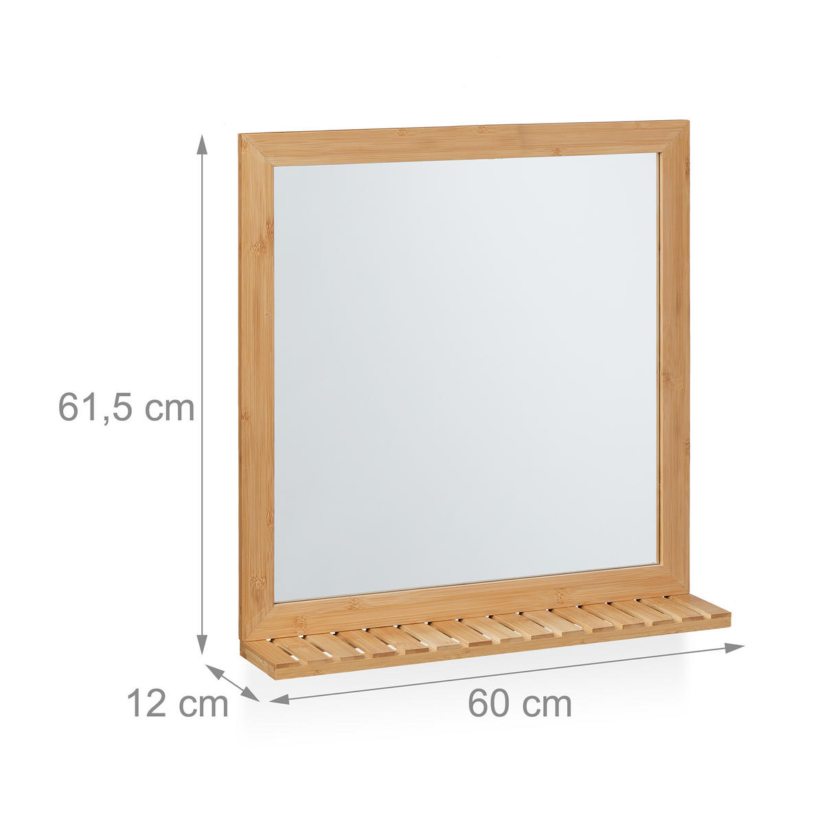 WANDSPIEGEL - Hellbraun, Glas/Holz (60/61.5/12cm) - Relaxdays