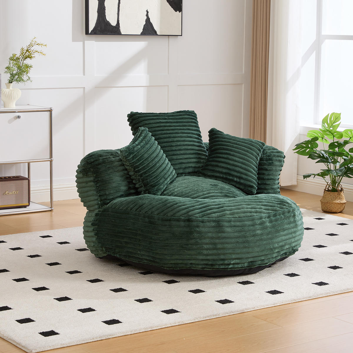 SITZSACK Cord Smaragdgrün mit Kissen - Jadegrün, Textil (108/52/108cm) - WISHDOR