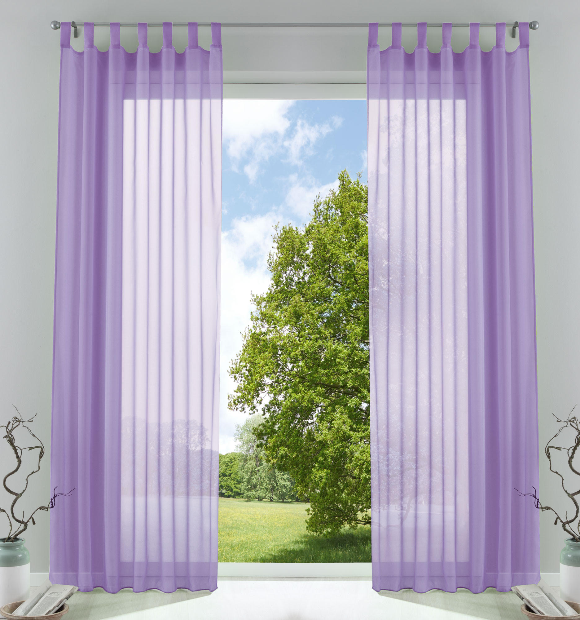 SCHLAUFENGARDINEN Voile 2er Set 245x140 cm Flieder - Flieder, Textil (140/245cm) - Gardinenbox.eu