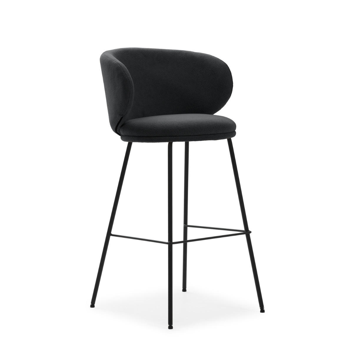 BARHOCKER (Set aus 2) aus Stoff mit schwarzen Metallbeinen - rush 56/53/65 cm - Dunkelgrau, Textil (53/65/56cm) - Calicosy