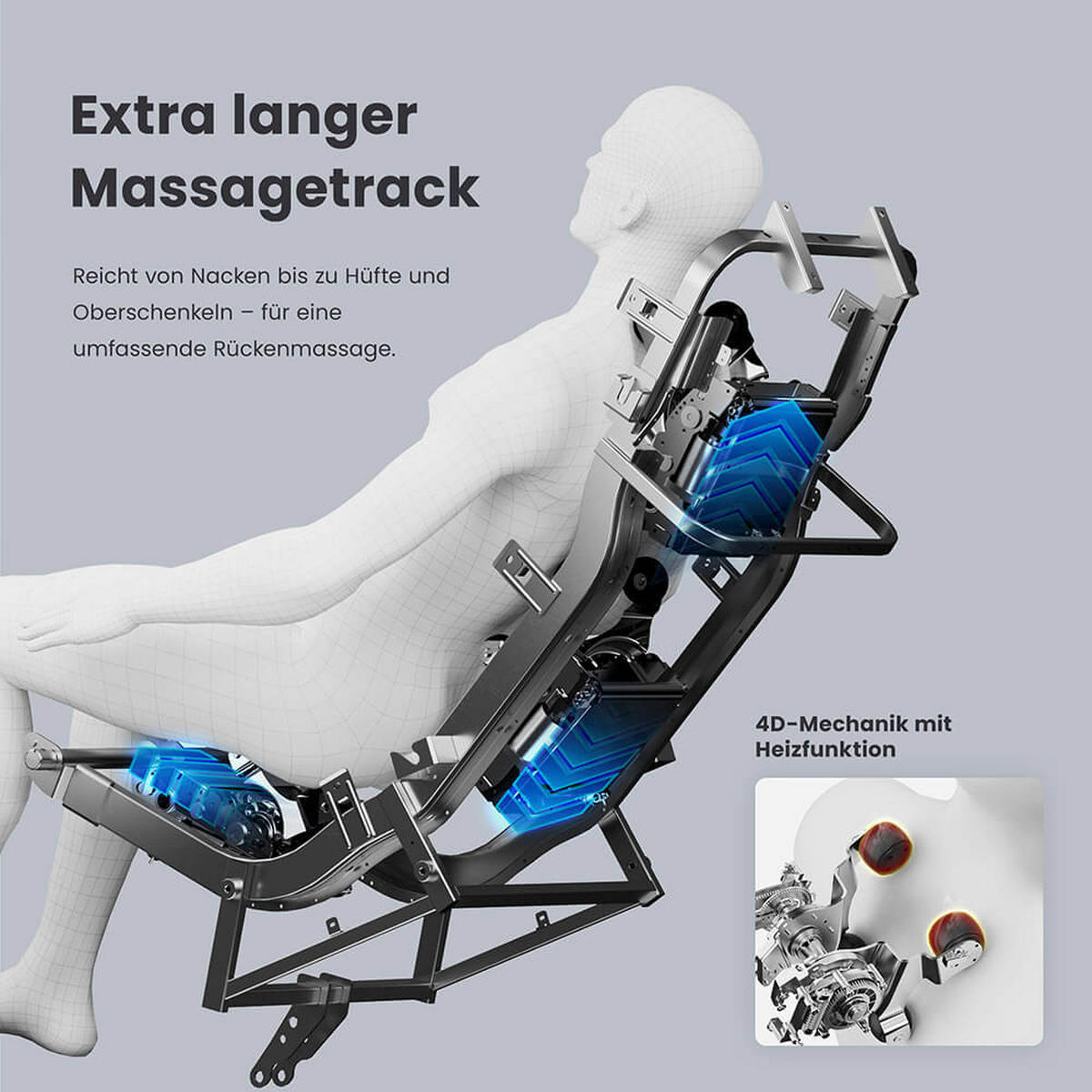 MASSAGESESSEL ALVINA mit Premium Webstoffpolsterung - Grau - Grau, Kunststoff (76.7/157/116cm) - Home Deluxe