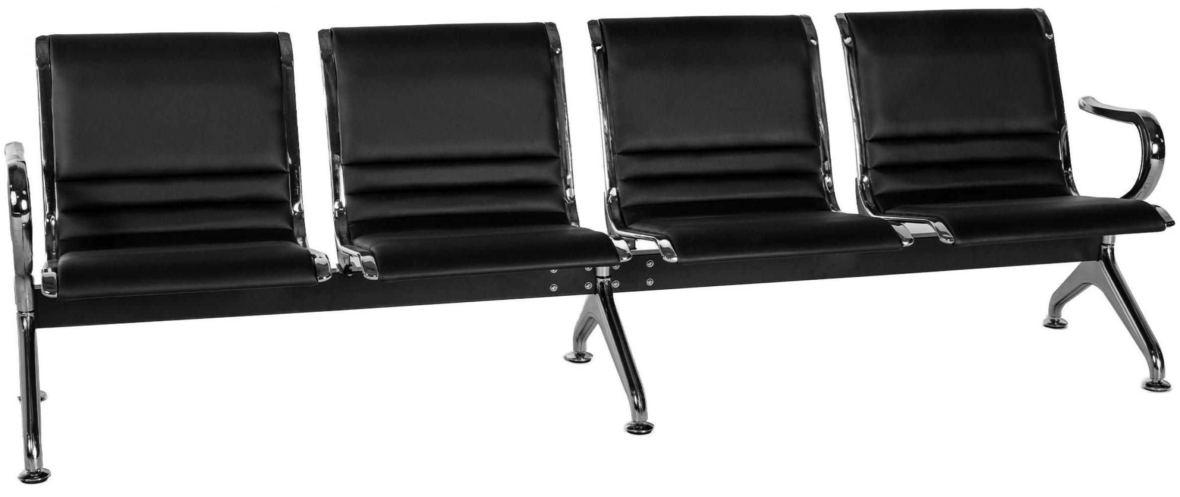 WARTEBANK Lederlook Schwarz - Chromfarben/Schwarz, Textil/Metall (241/76/56cm) - CLP