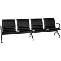 WARTEBANK Lederlook Schwarz - Chromfarben/Schwarz, Textil/Metall (241/76/56cm) - CLP