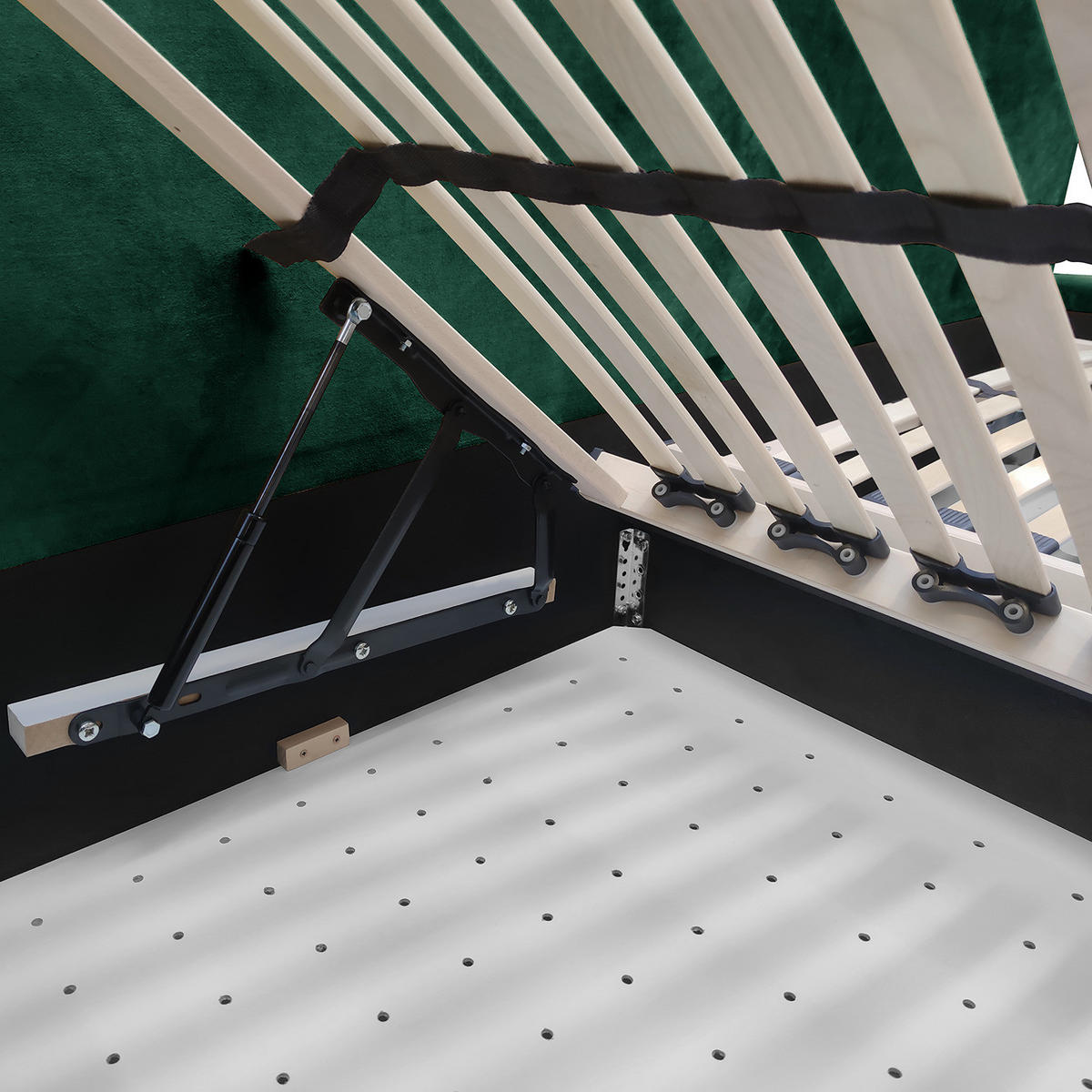 POLSTERBETT - Dunkelgrün, Textil (180/200cm) - home24