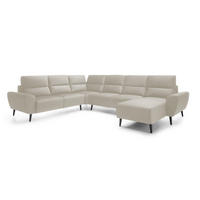 ECKSOFA BOSCO U-Form, Monolith-Stoff, freistehend, mit verstellbaren Kopfstützen, Sofa für Familien, Größe: 340x270x98cm, Farbe: Beige - Beige, Holz/Textil (340/270cm) - DomoHome