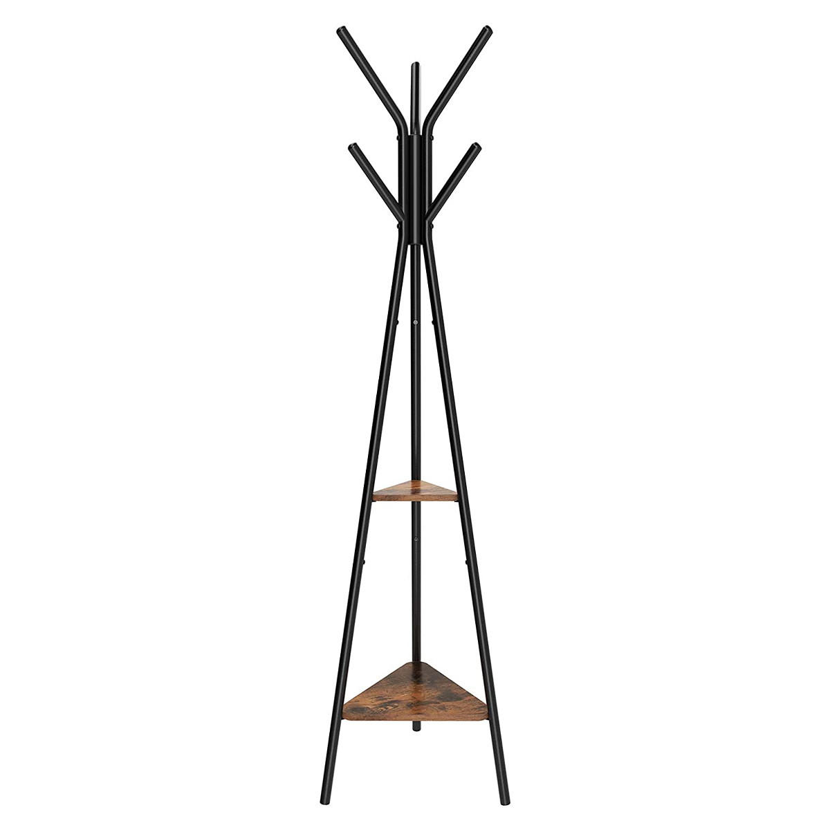 GARDEROBENSTÄNDER mit 2 Regalen - H179 cm - Schwarz, Holzwerkstoff (49.5/179/49.5cm) - Calicosy