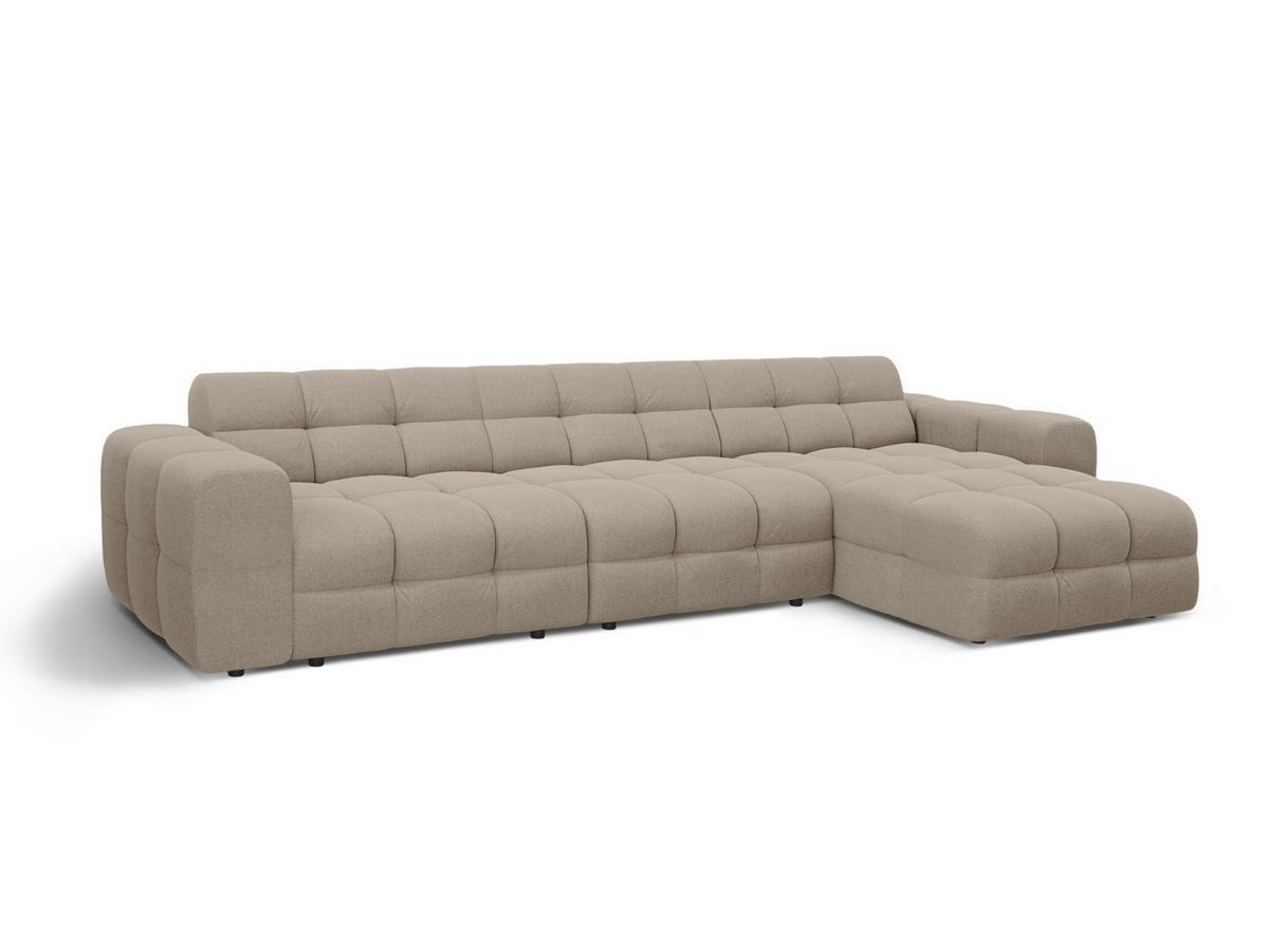 ECKSOFA rechts Kendal aus strukturiertem Stoff dunkelbeige 5 Sitzplätze - Mokka, Textil (173/357cm) - Micadoni