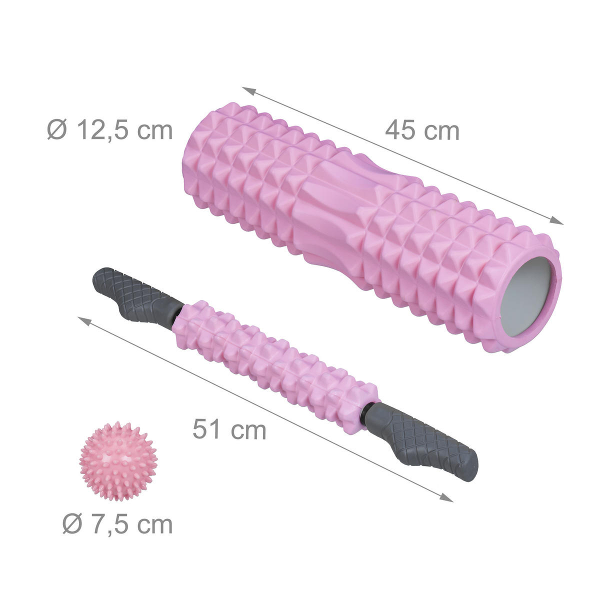 3xFASZIENROLLE - Rosa, Kunststoff/Textil (12.5/45/12.5cm) - Relaxdays