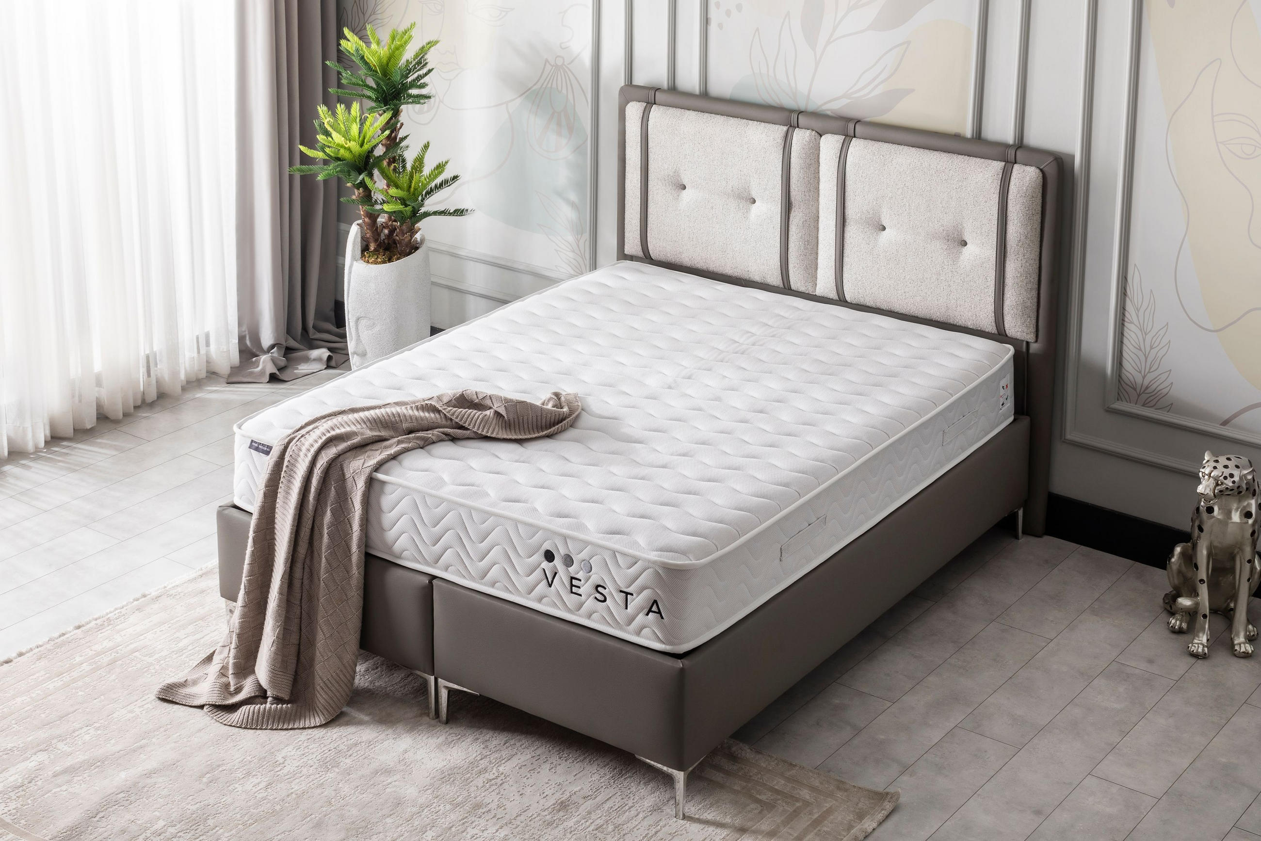 POLSTERBETT-SET Vesta 150x200 Taupe - Bett inkl. Matratze - Taupe, Metall (150/200cm) - Villa Möbel