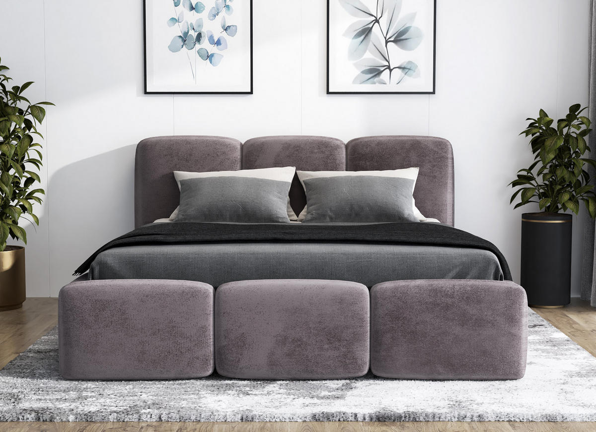 POLSTERBETT STAR 180x200 Grau - Grau, Textil (180/200cm) - A&J MöbelLand
