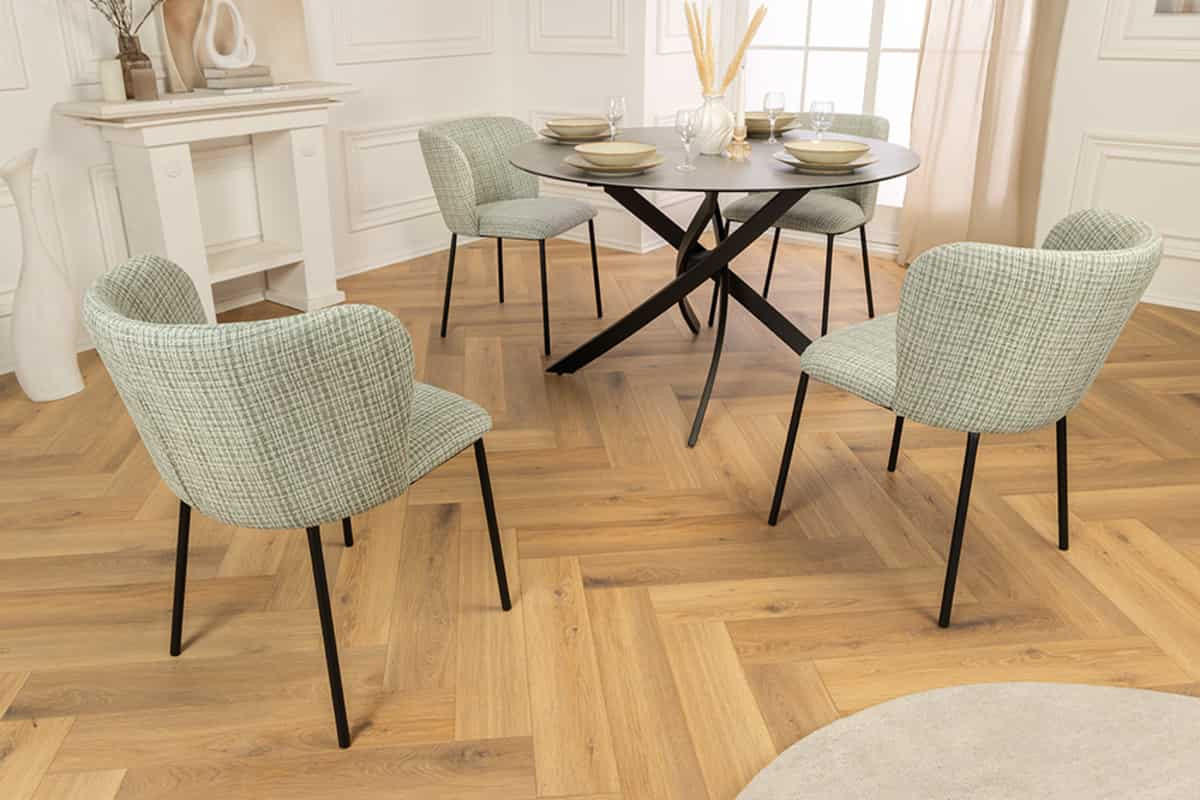 STUHL LYON Bouclé 75 cm - Schwarz/Rosa, Textil/Metall (54/75/58cm) - riess-ambiente