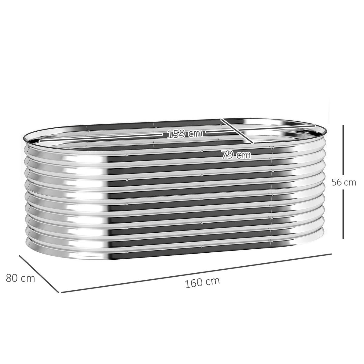 HOCHBEET aus Stahl, Pflanzbeet Frühbeet Gartenbeet stapelbar Blumenkasten - Dunkelgrau, Metall (80/56/160cm) - Outsunny