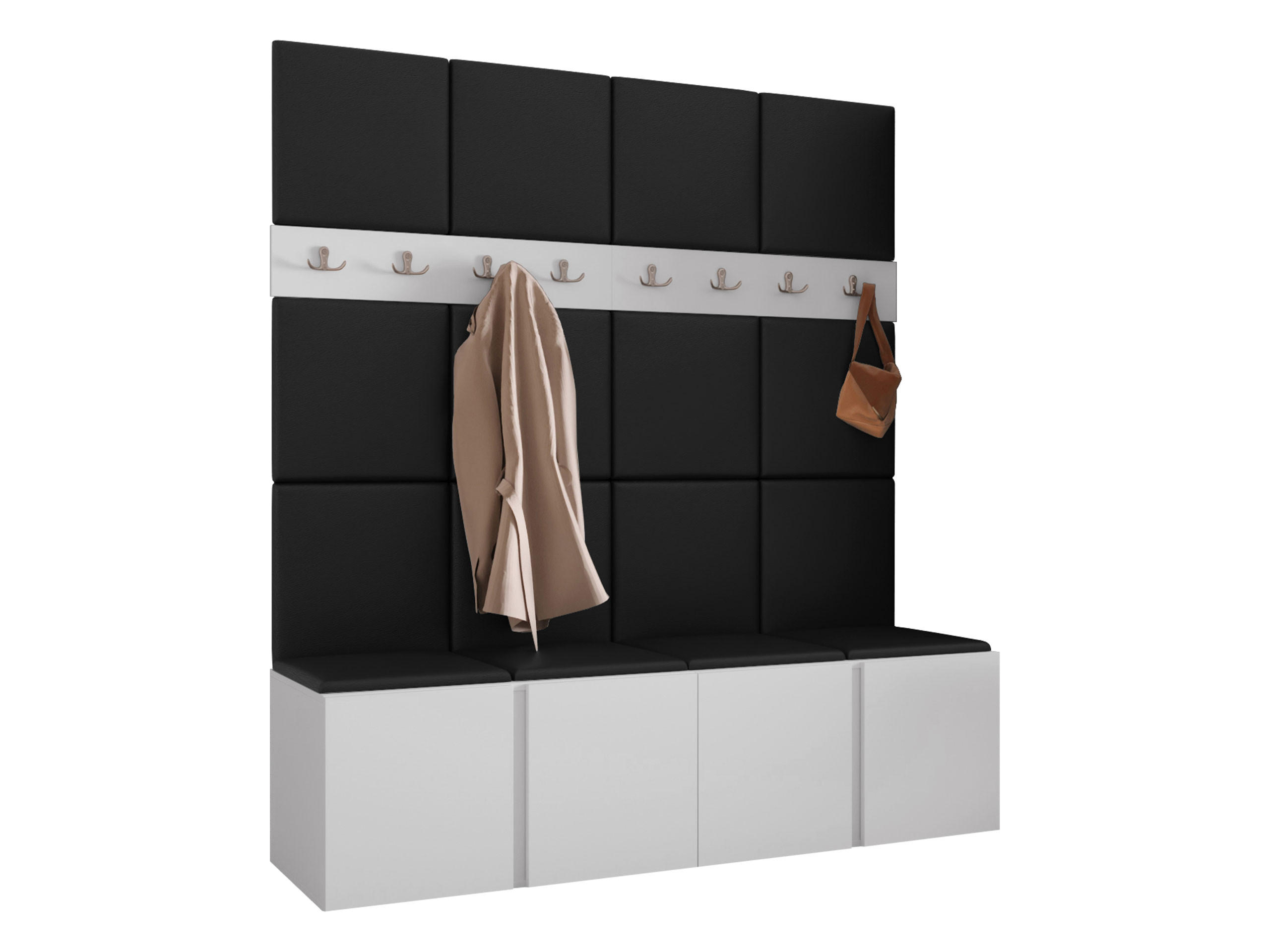 Mirjan24 Garderoben-Set Weiß, Schwarz 168x186x46 cm