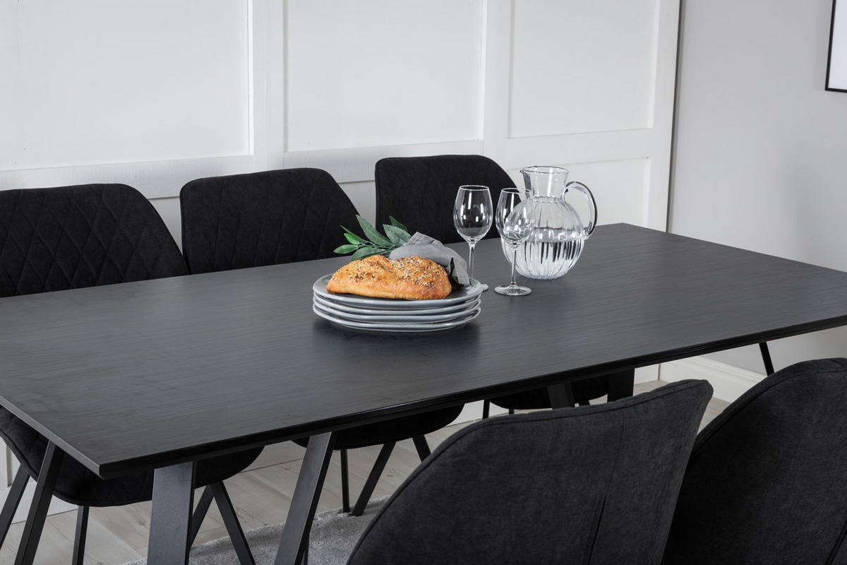 TISCHGRUPPE Schwarz - Schwarz, Holzwerkstoff (90/75/180cm) - ebuy24