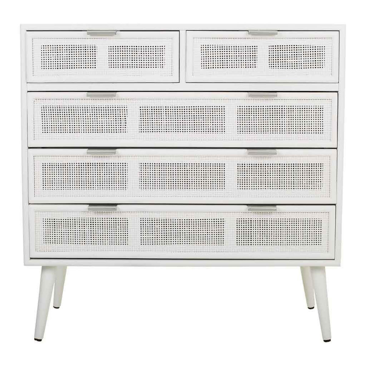 KOMMODE aus Holz und weißem Netz 80x40x81 - Weiß, Holz (80/81/39.5cm) - Wanderlust
