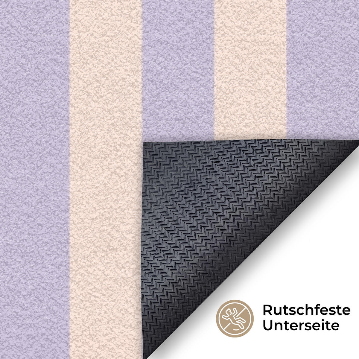FUSSMATTE Lila – Orange – Streifen – Willkommen 120x80 cm - Flieder, Kunststoff (120/0.4cm) - MuchoWow