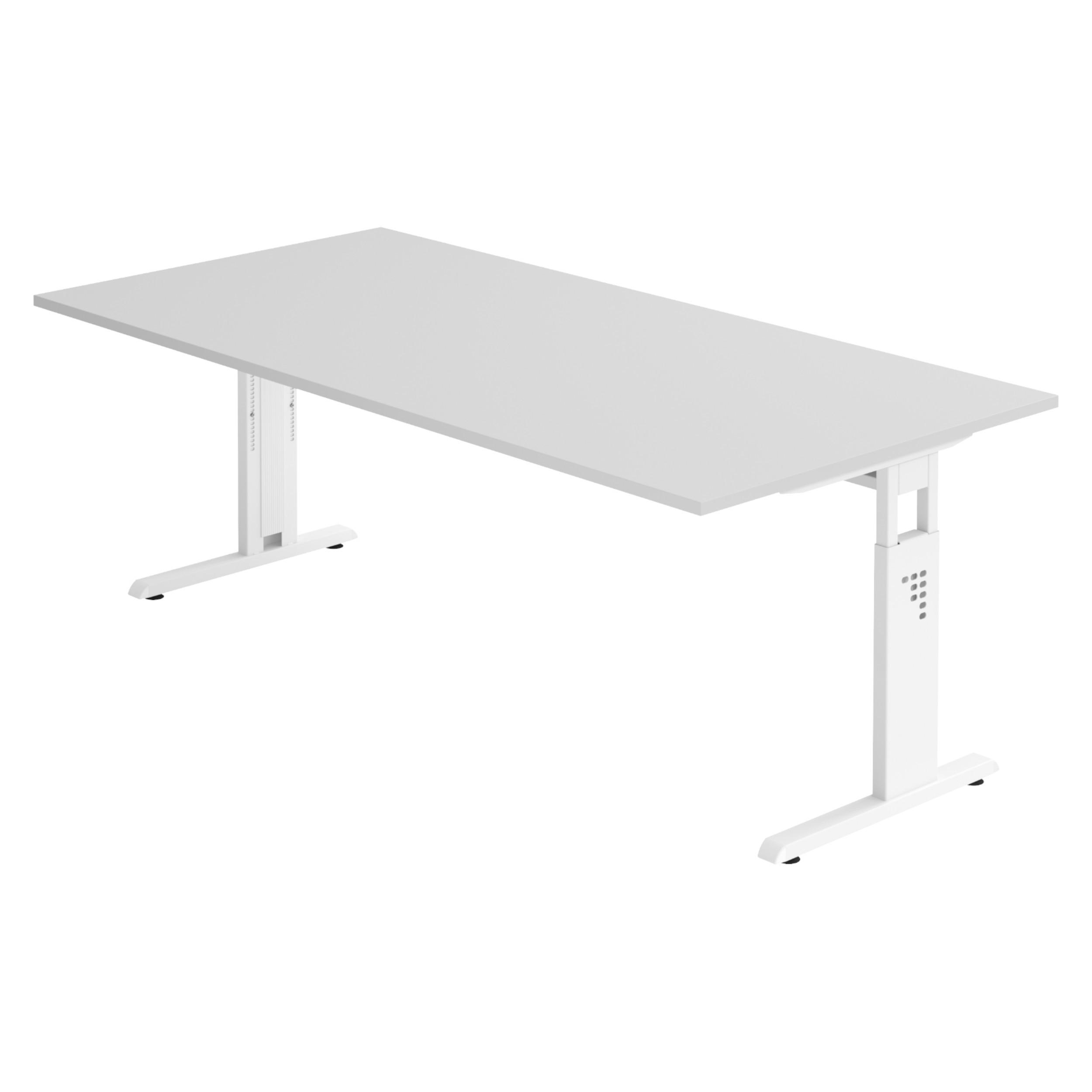 SCHREIBTISCH Serie-O 100/200/74 cm in Grau/Weiß - Weiß/Grau, Holzwerkstoff (100/200/74cm) - bümö
