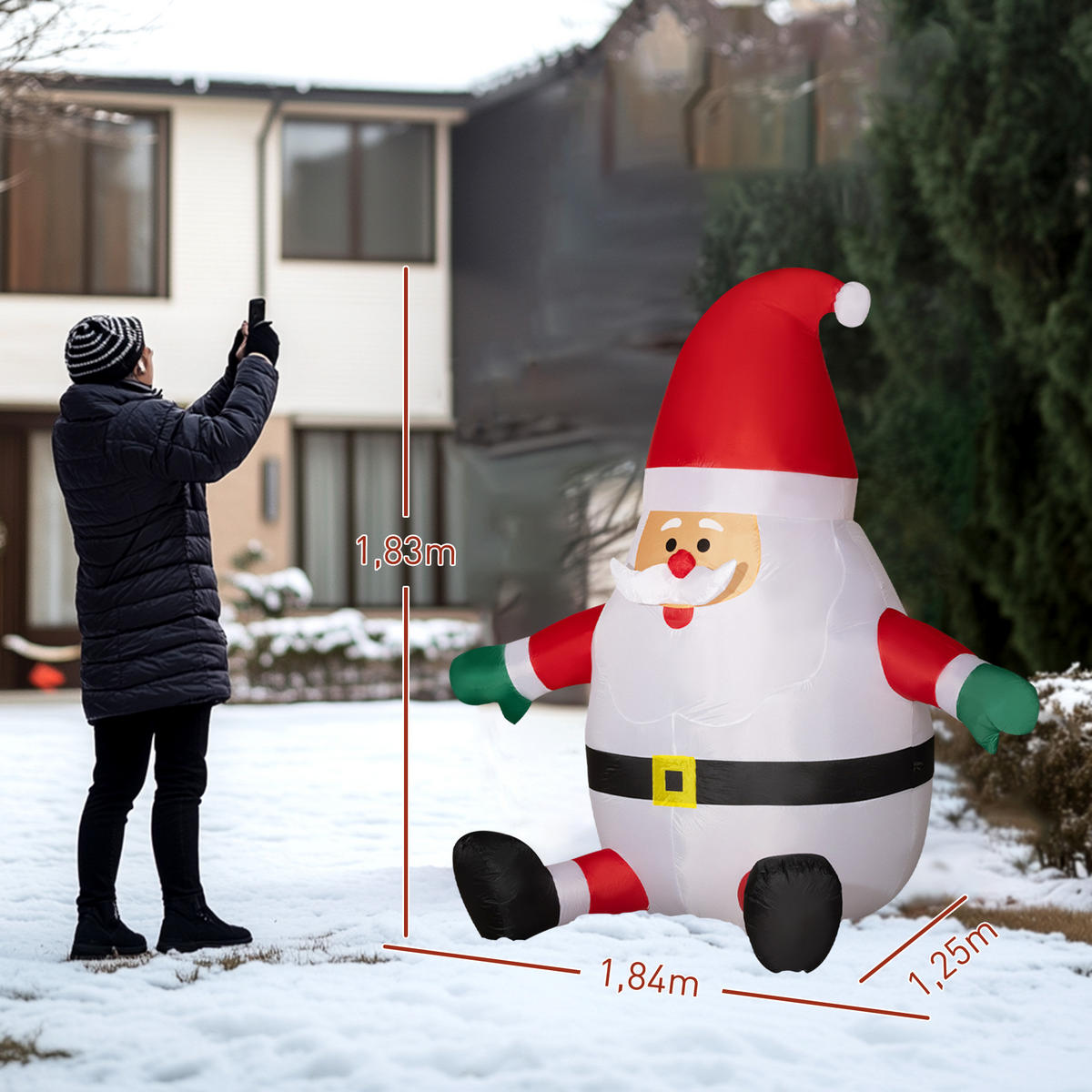 AUFBLASBAR Weihnachtsdeko - Rot, Kunststoff (125/183/184cm) - Outsunny