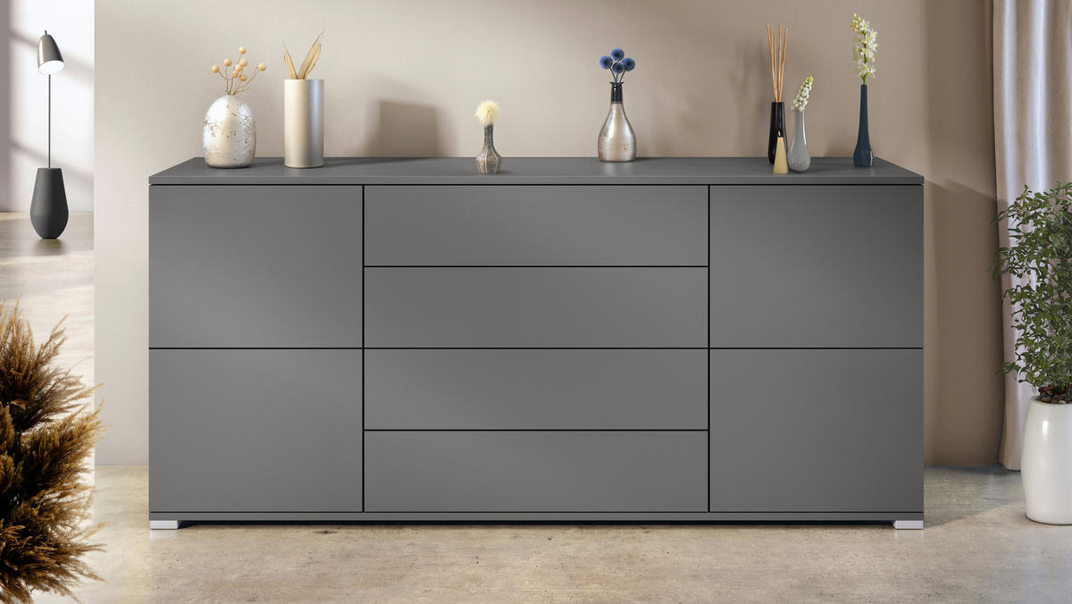 SIDEBOARD Rova Anthrazit matt - Anthrazit, Holzwerkstoff (166.5/75.5/35cm) - Vladon