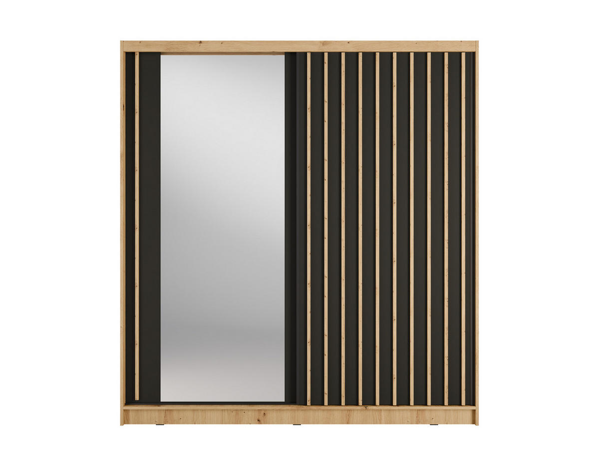 SCHIEBETÜRENSCHRANK ALUNA 11 - 205/215/62 cm 2-Türig Artsian Oak/Grau Graphite - Eiche Artisan/Grau, Holz/Holzwerkstoff (205/215/62cm)
