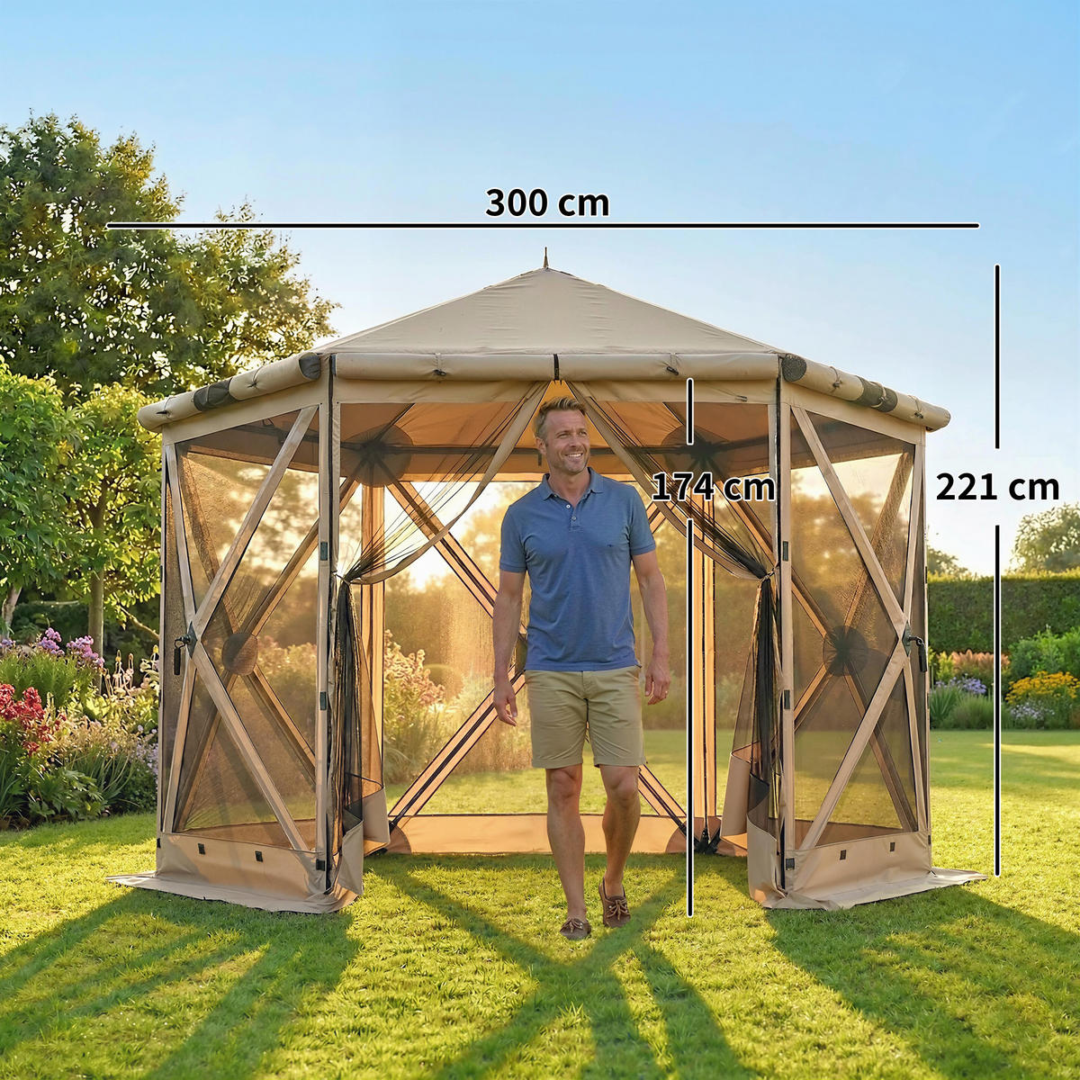 FALTPAVILLON Oxford-Stoff Khaki - Braun, Textil (260/221/300cm) - Outsunny