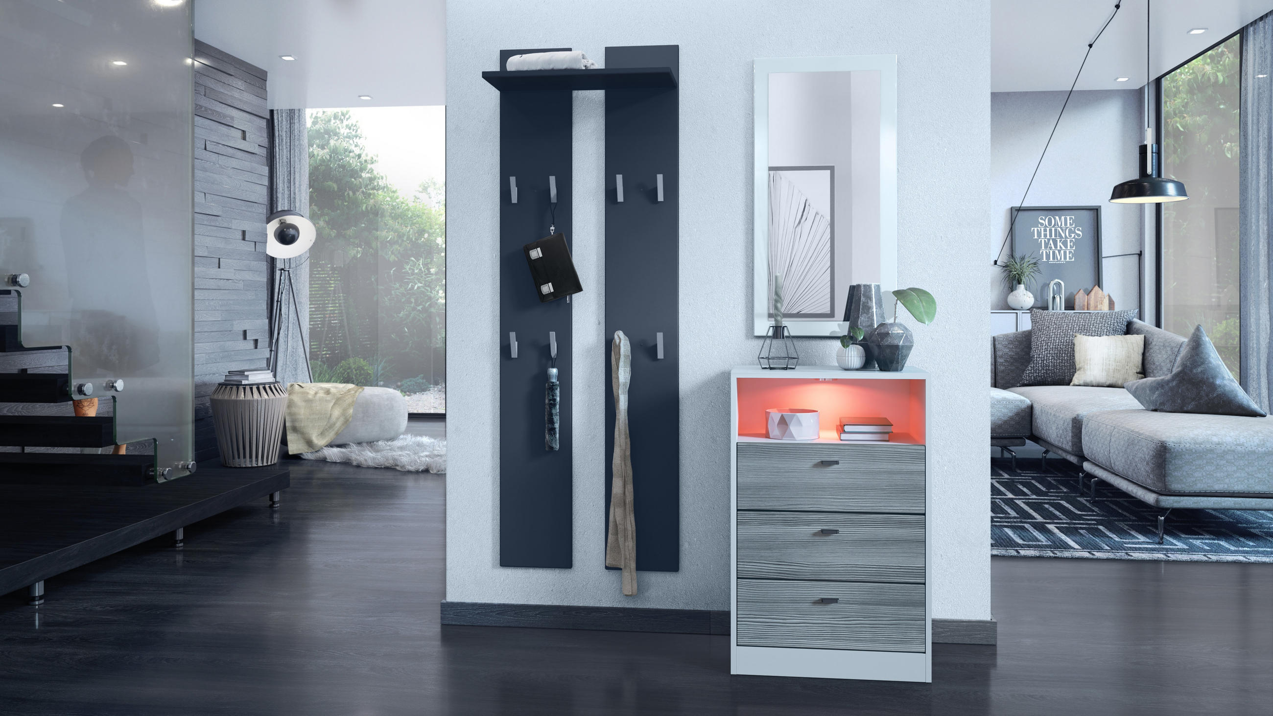 KOMMODE Pino Fronten in Avola-Anthrazit - Anthrazit, Holzwerkstoff (56/86.5/36cm) - Vladon