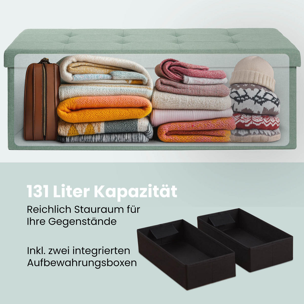 SITZBANK 110/38/38 cm + 2 extra Boxen, Türkis - Türkis, Kunststoff (38/38/110cm) - Blumtal