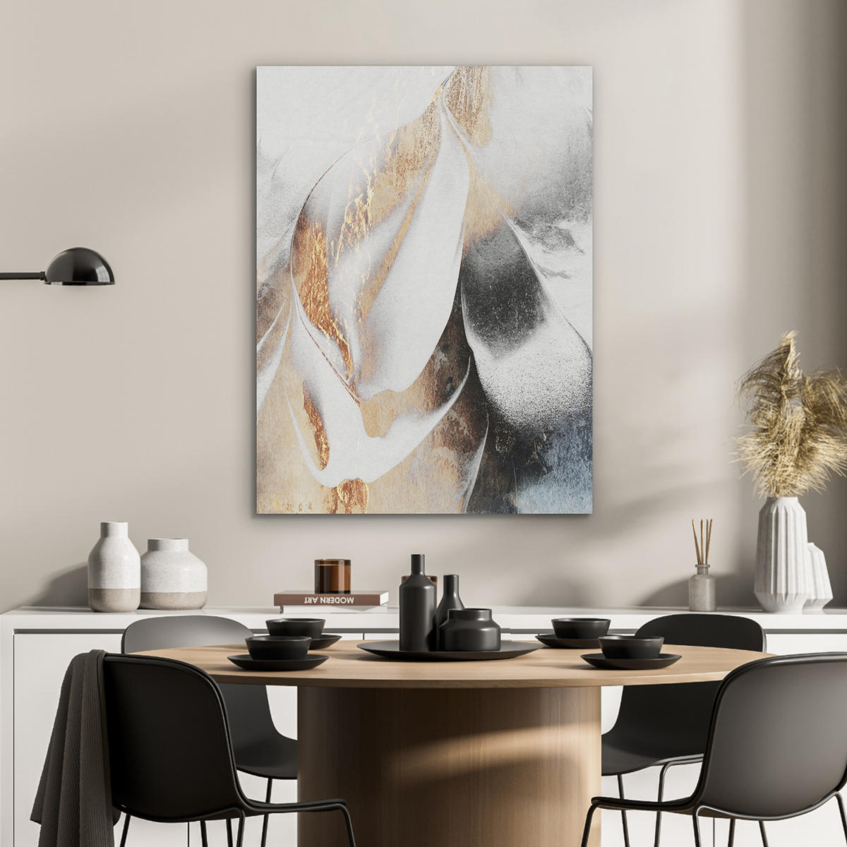 AKUSTIKPANEEL Luxus - Abstrakt - Gold - Weiß 60x80 cm - Goldfarben, Textil (60/0.9/80cm) - MuchoWow