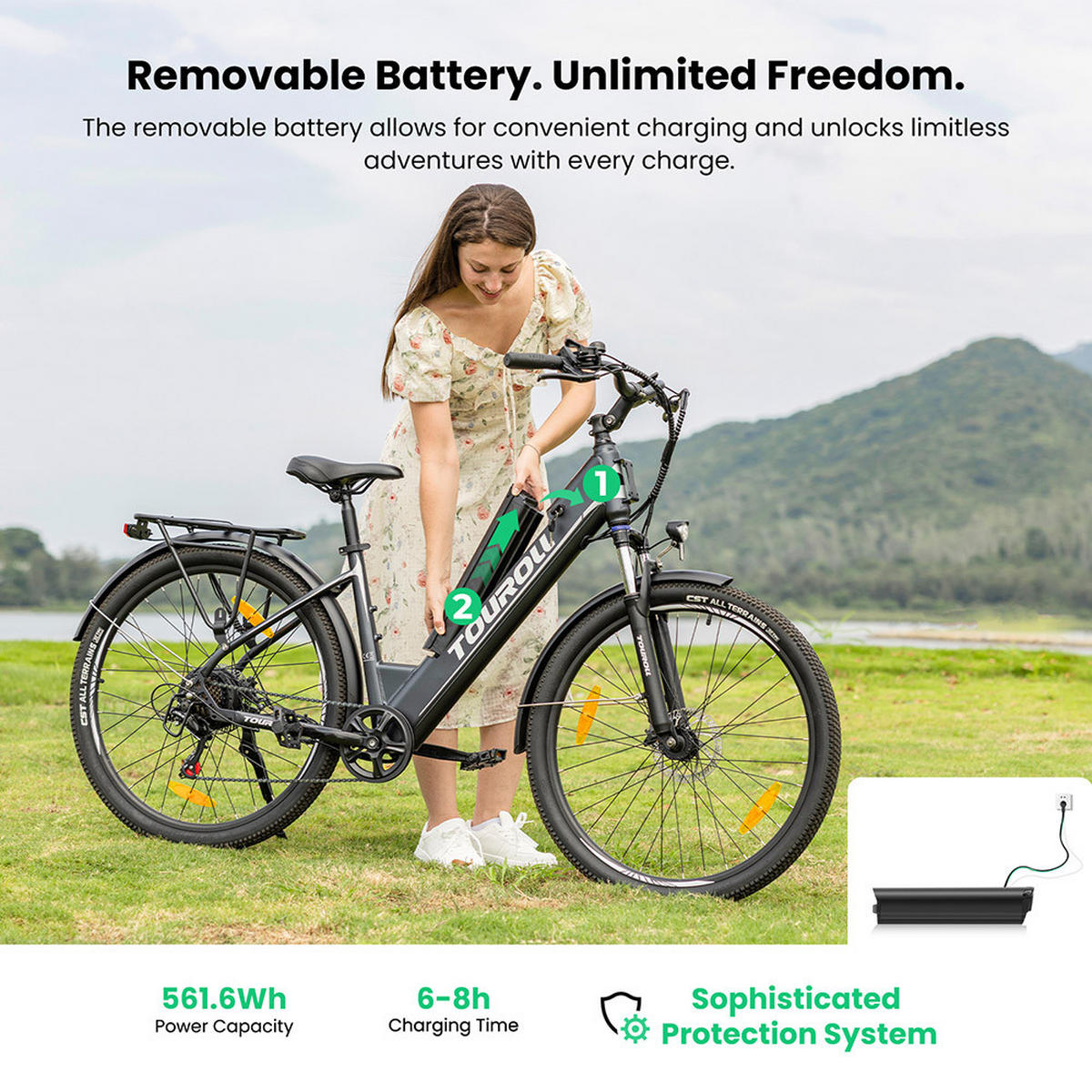 E-BIKE Touroll J1 ST – Hochleistungsmotor, 100 km Reichweite & StVZO-zertifizierte Beleuchtung - Graphitfarben, Metall (25cm)