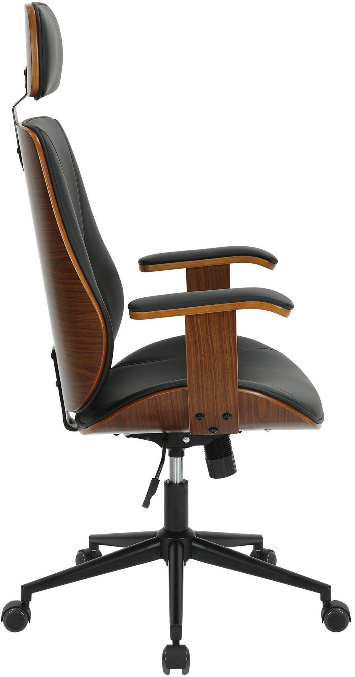 BÜROSTUHL Lugo Kunstleder walnuss/schwarz - Schwarz, Metall (60/126/60cm) - TPFLiving