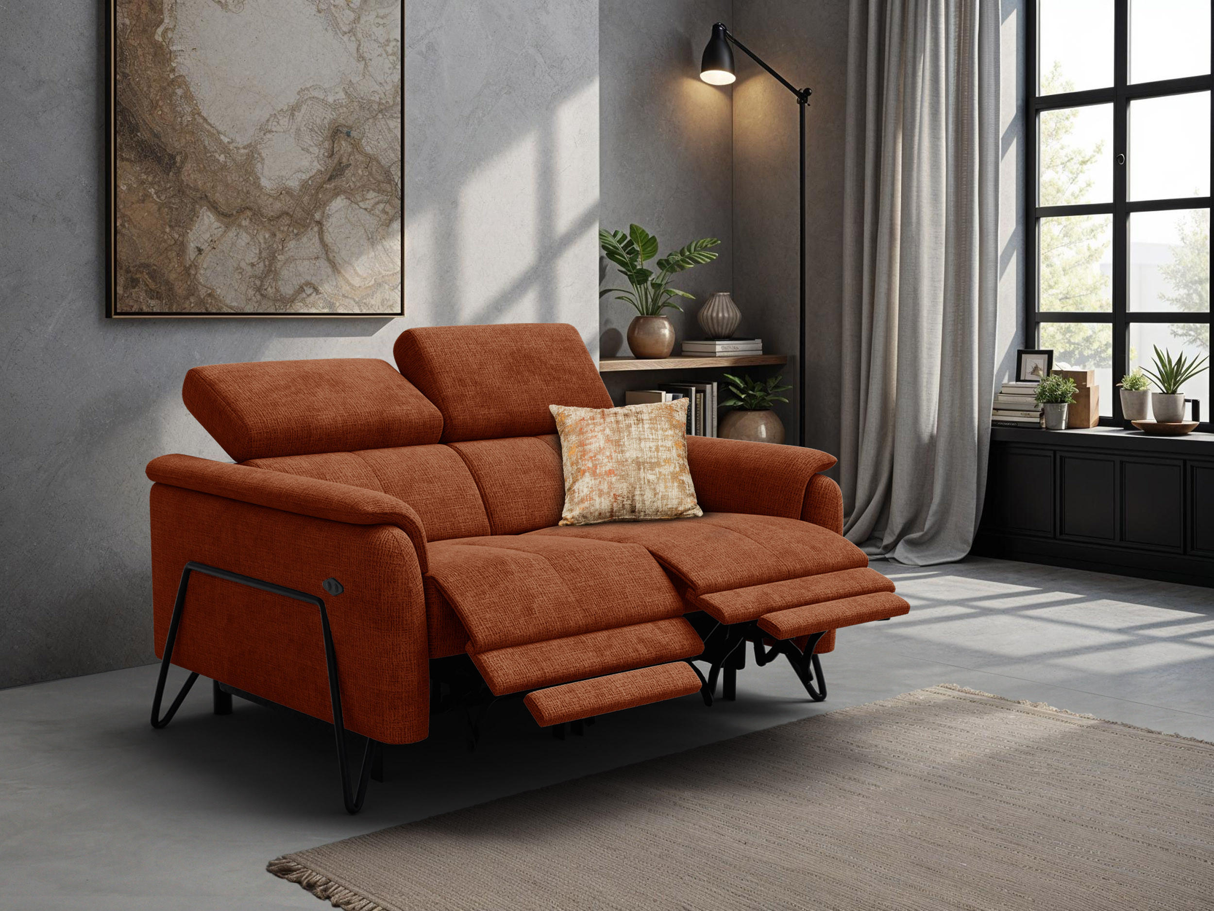 RELAXSOFA RODEN 2-Sitzer, rostrot - Orange, Holz/Textil (152/82/103cm) - Courtois Laville