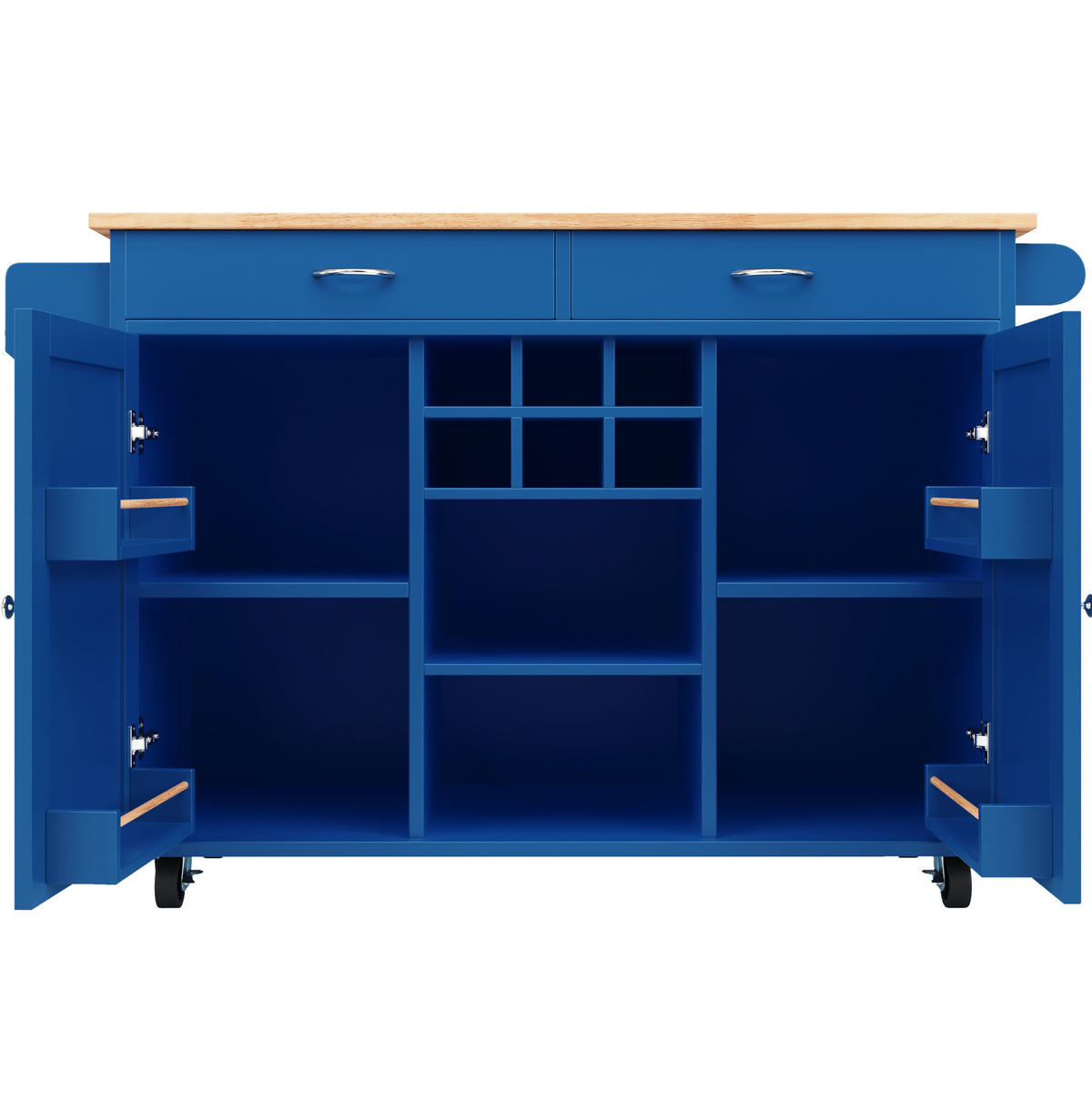 KÜCHENINSEL 102/45/92 cm blau aus MDF/Metall mit Rollen - Blau, Holzwerkstoff (102/92/45cm) - OKWISH