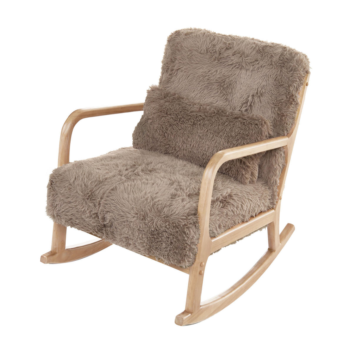 HOUPACÍ KŘESLO Umělá kožešina Taupe Skovde - hnědá/béžová, textil (66/82/79cm) - Beliani