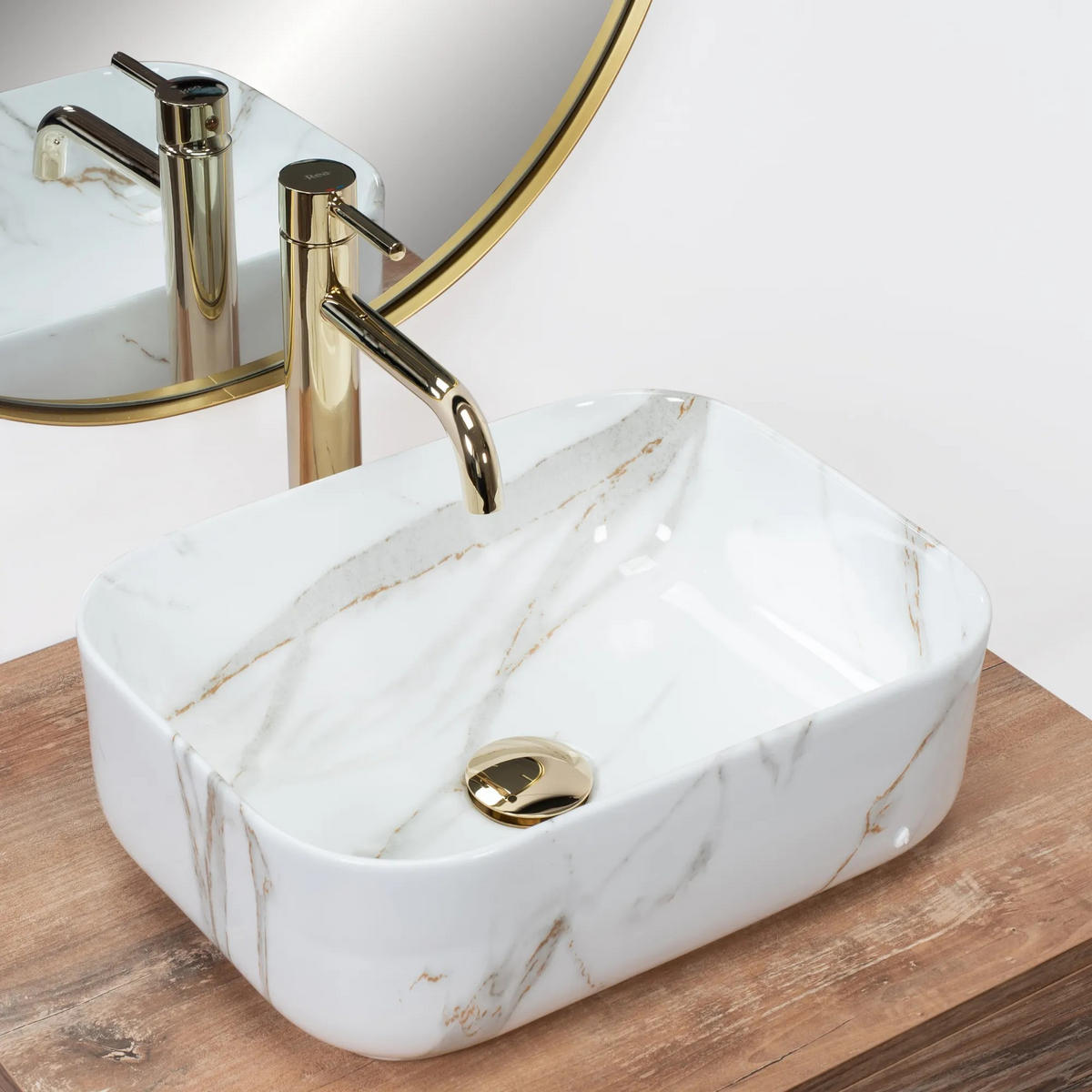 AUFSATZWASCHBECKEN Rea Demi Mini Aiax Shiny - Weiß, Keramik (31/14/40.5cm) - REA