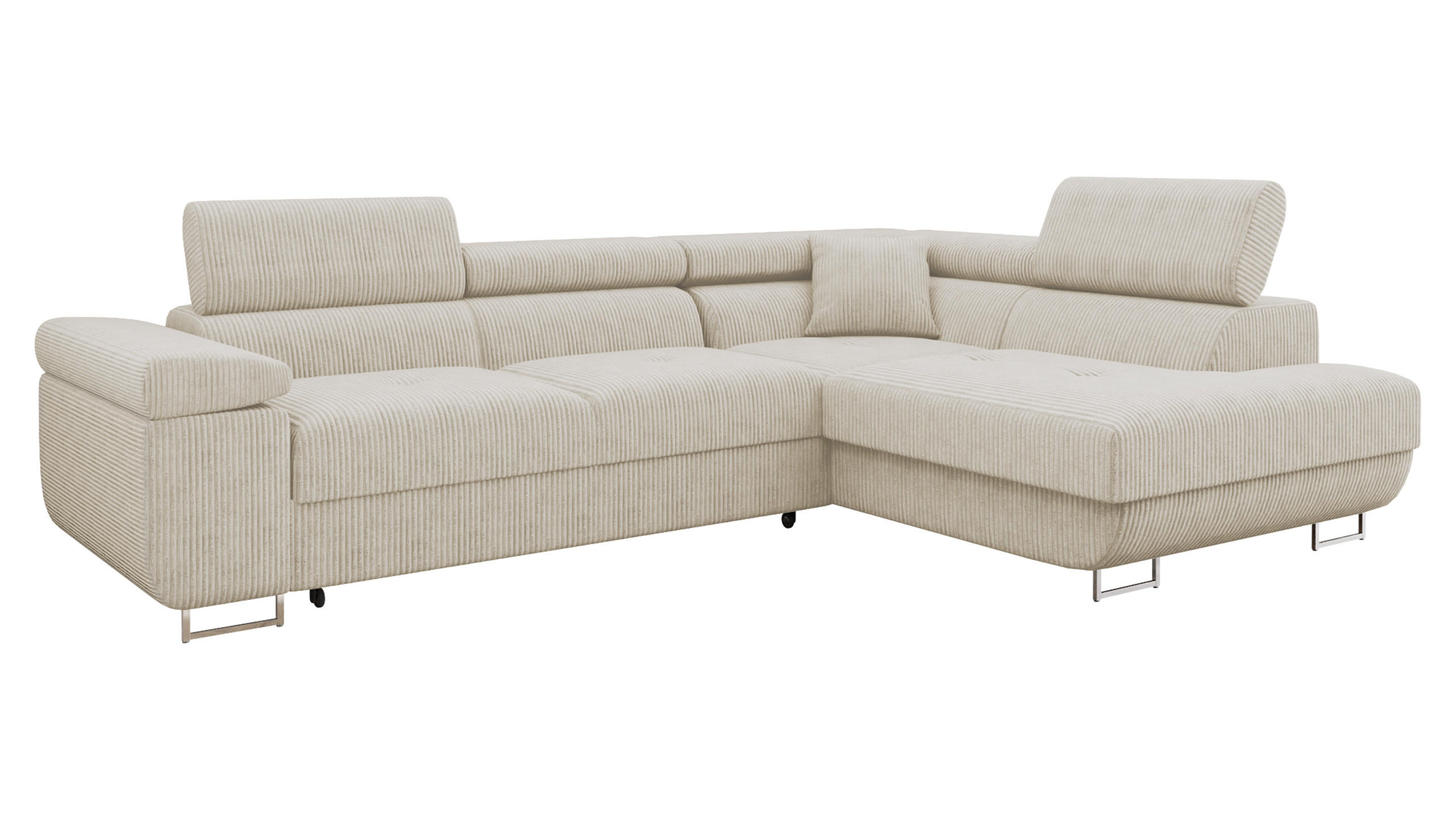 ECKSOFA Torezio Cord, Seite: Rechts - Beige, Holz/Textil (274/203cm) - MIRJAN24