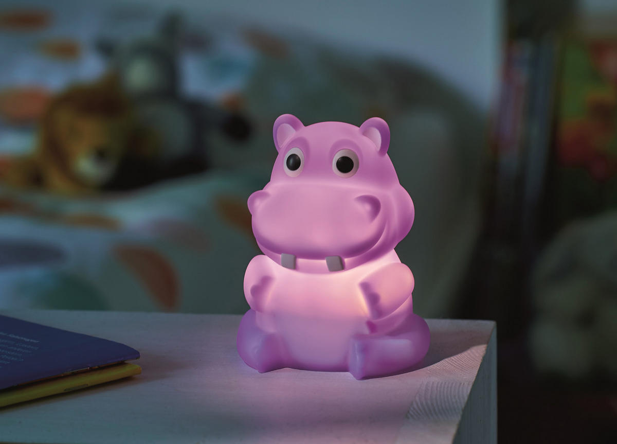 LED Nachtlicht für Kinder mit Akku Ladestation Nilpferd - Grün, Kunststoff (8/15.5/7.5cm) - Northpoint