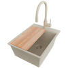 GRANITSPÜLE Oslo, 2-er set Beige 38/50 cm 1 Becken + Küchenarmatur 38/14 cm + Ablauf-Set + Schneidebrett ab 40er Unterschrank - Beige, Kunststoff (38/20/50cm) - Primagran