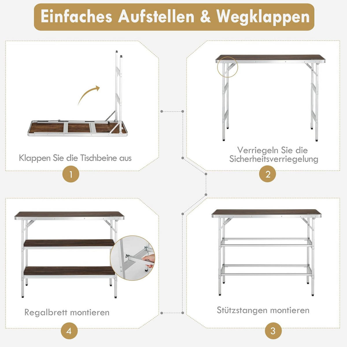 CAMPINGSCHRANK Kaffee - Braun, Holzwerkstoff (38/110/88cm) - COSTWAY